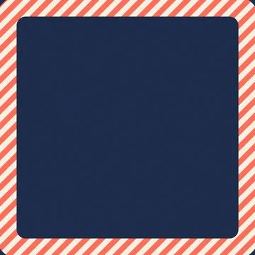 Dark blue square bordered by red white striped frame Stock Illustration