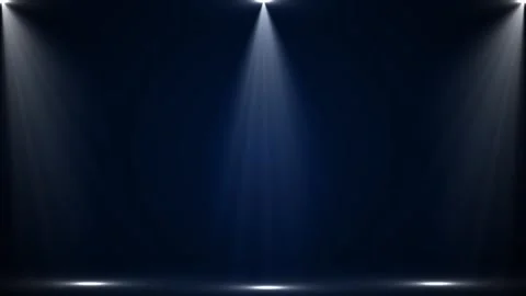 Dark blue stage spotlight background soft overhead beams, clean empty space, cin Stock Footage 340477606