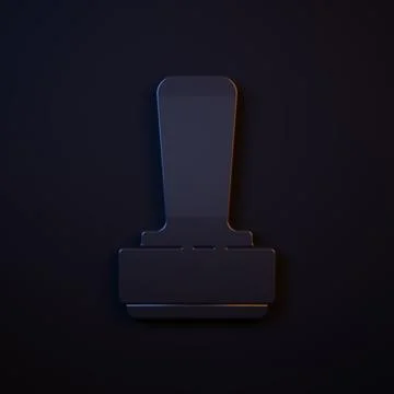 Dark-blue Stamp icon isolated on black background. Minimalism concept. 3D r.. Stock Illustration
