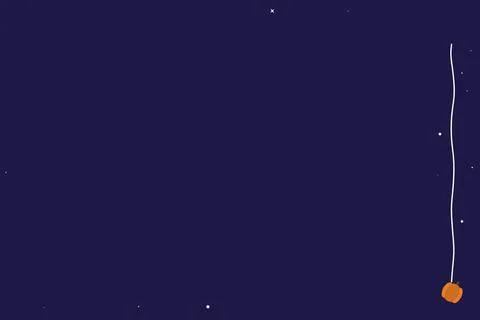 Dark blue starry sky with hanging orange planet or ornament for cosmic design Stock Illustration