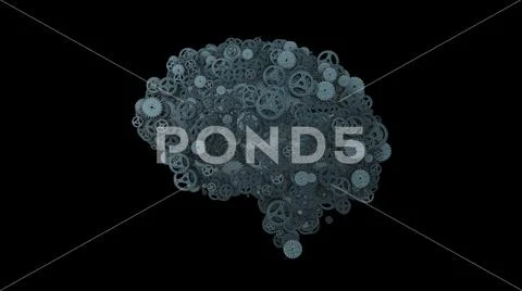 Dark blue steel gearwheel machine brain Stock Illustration