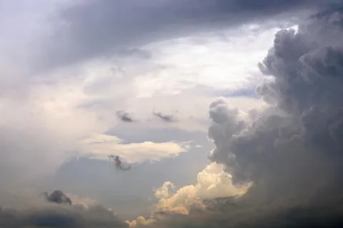 Dark Blue Storm Clouds Background in Summer Hot Daytime Stock Photos