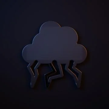 Dark-blue Storm icon isolated on black background. Cloud and lightning sign.. Stock Illustration