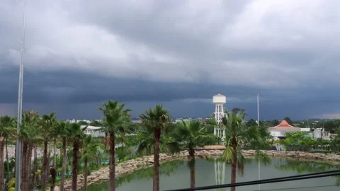 Dark blue stormy sky with lightning Stock Footage 173408958