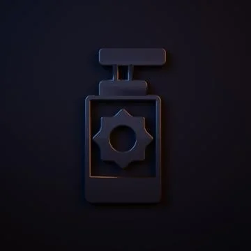 Dark-blue Sunscreen spray bottle icon isolated on black background. Protect.. Stock Illustration