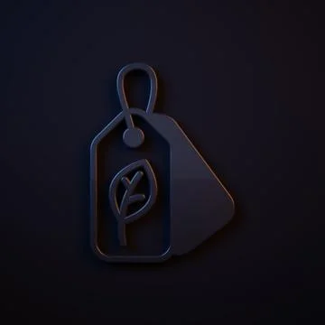 Dark-blue Tag with leaf symbol icon isolated on black background. Banner, l.. Stock Illustration