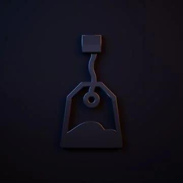 Dark-blue Tea bag icon isolated on black background. Minimalism concept. 3D.. Illustrazione stock