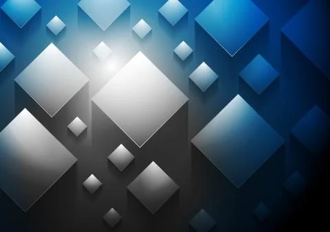 Dark blue tech 3d cubes vector background Stock Illustration