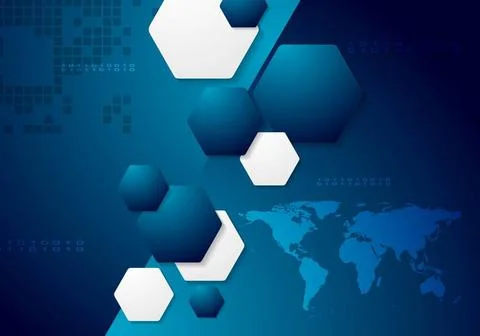 Dark blue tech background with world map Dark blue tech background with wo... 写真素材