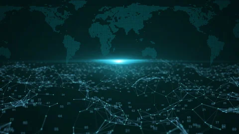 Dark blue technology digital abstract plexus background Stock Footage 338065372