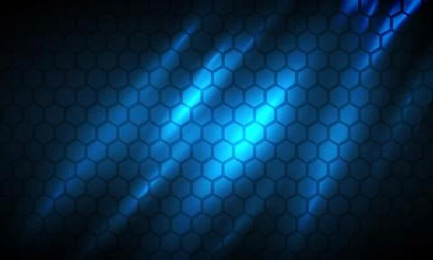 Dark blue technology hexagonal vector background. Abstract blue bright energy Stock Illustration