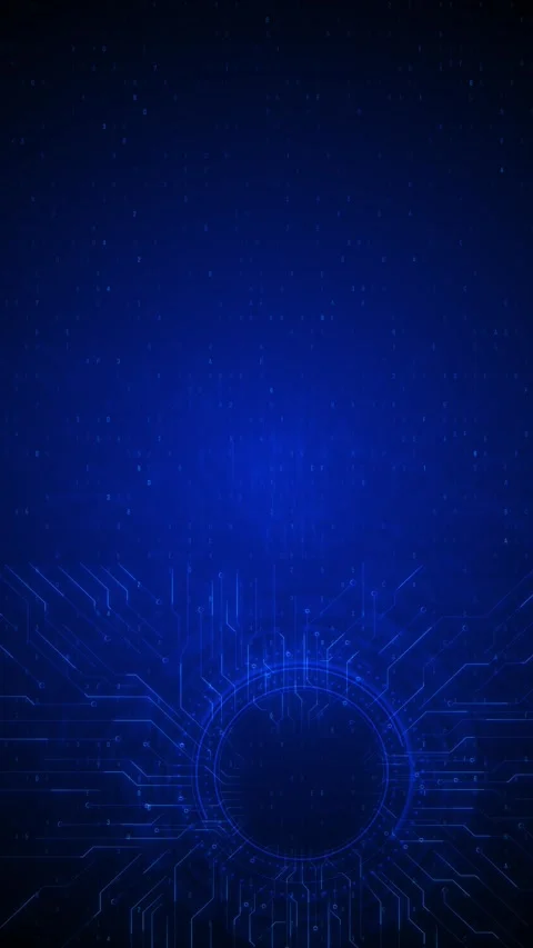 Dark blue technology interface space circular HUD, circuit paths, digital code d Stock Footage 340409819