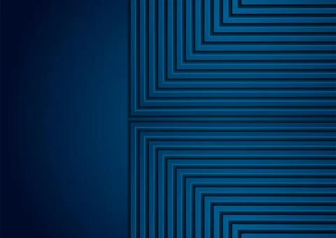 Dark blue technology paper stripes abstract background Stock Illustration