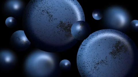 Dark blue textured spheres floating against deep background Stock Footage 321865998