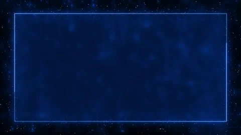 Dark blue title frame visual luminous rectangular border, scattered white partic Stock Footage 340479681