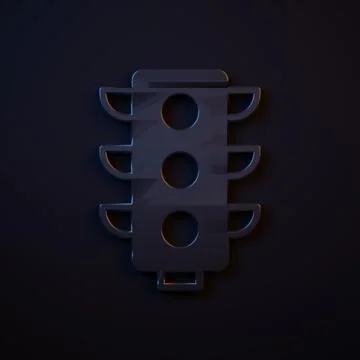 Dark-blue Traffic light icon isolated on black background. Minimalism conce.. Illustrazione stock