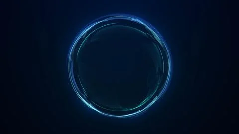 Dark blue transparent circle with glossy glass surface, minimal futuristic .. Stock Illustration