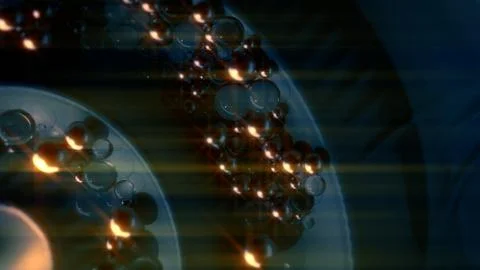 Dark blue twist from corner loop surface with gold spheres Stock Illustration