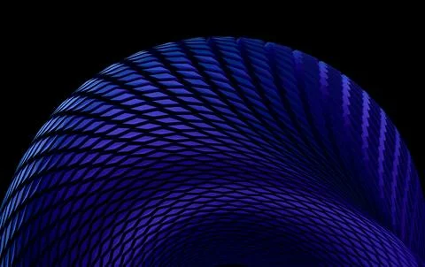 Dark Blue Twisted Geometric Torus with Diamond Scale Texture Stock Illustration