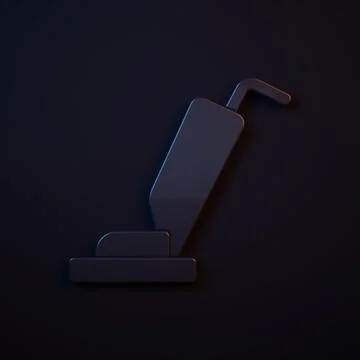 Dark-blue Vacuum cleaner icon isolated on black background. Minimalism conc.. Stock Illustration