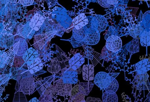 Dark BLUE vector abstract backdrop with trees, branches. Stock Illustration