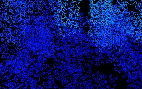 Dark BLUE vector background with colored stars. Stock Illustration