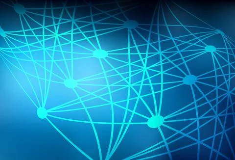 Dark BLUE vector background with forms of artificial intelligence. 库存插图