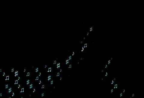 Dark BLUE vector background with music symbols. Illustrazione stock