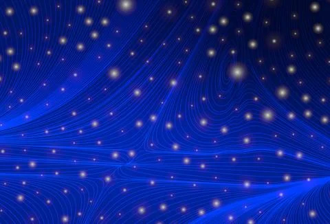 Dark BLUE vector background with spots, curve lines. Stock Illustration