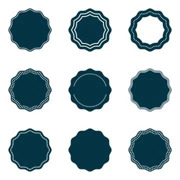 Dark blue vector collection of round vintage labels Stock Illustration