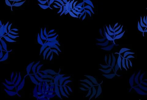 Dark BLUE vector doodle pattern with leaves. Illustrazione stock