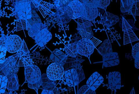 Dark BLUE vector natural pattern with trees, branches. Illustrazione stock