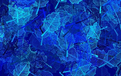 Dark BLUE vector natural pattern with leaves. Stock Illustration