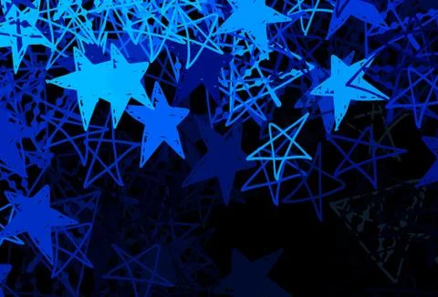 Dark BLUE vector pattern with christmas snowflakes, stars. Stock Illustration