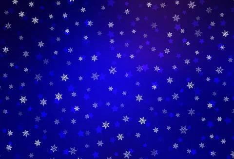 Dark BLUE vector pattern with christmas snowflakes, stars. Stock Illustration
