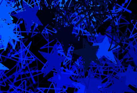 Dark BLUE vector pattern with christmas snowflakes, stars. Stock Illustration