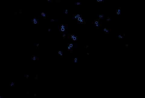 Dark blue vector pattern with gender elements. イラスト素材