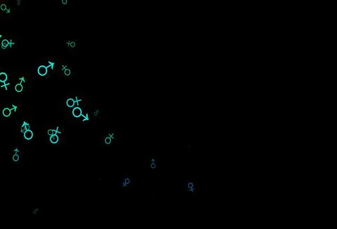 Dark blue vector pattern with gender elements. Stock Illustration