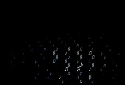 Dark BLUE vector pattern with music elements. Illustrazione stock