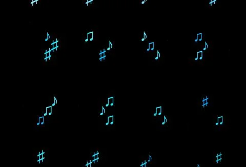 Dark BLUE vector pattern with music elements. Stock Illustration