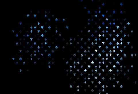 Dark BLUE vector pattern with symbol of cards. Illustrazione stock