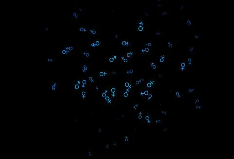 Dark blue vector template with man, woman symbols. イラスト素材