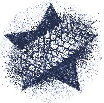 Dark blue vector trail design with strar. Trace of the tyre in grunge style. Stock Illustration