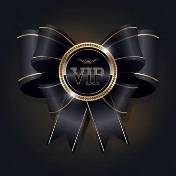 Dark blue VIP silk bow decorated with a crown and gems. Vector illustration Stock Illustration