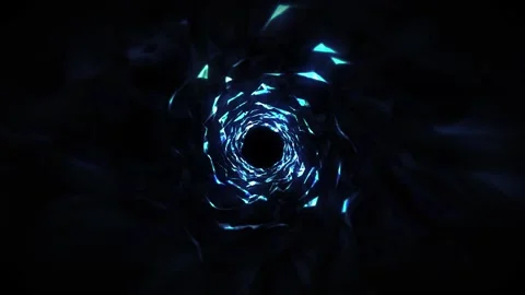 Dark blue vortex tunnel with glowing fragments spiraling inward Vídeos de archivo 331997410