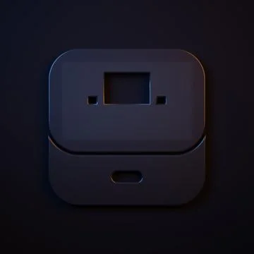 Dark-blue Vote box or ballot box with envelope icon isolated on black backg.. Stock Illustration
