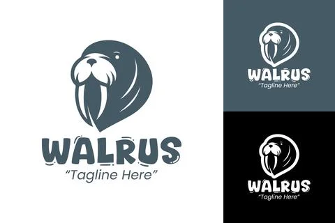Dark Blue Walrus Logo with Bold Shape for Creative Branding Stock Illustration