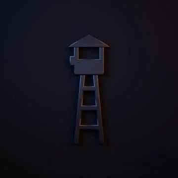 Dark-blue Watch tower icon isolated on black background. Prison tower, chec.. Stock Illustration