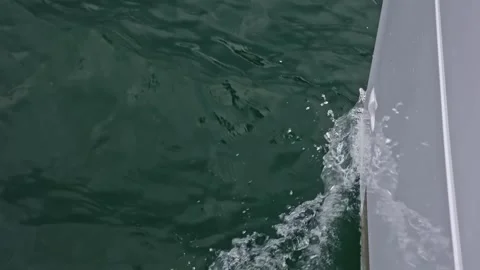 Dark blue water over the side of the yacht. Stock Footage 197906656