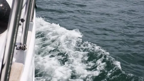 Dark blue water over the side of the yacht. Stock Footage 197909123